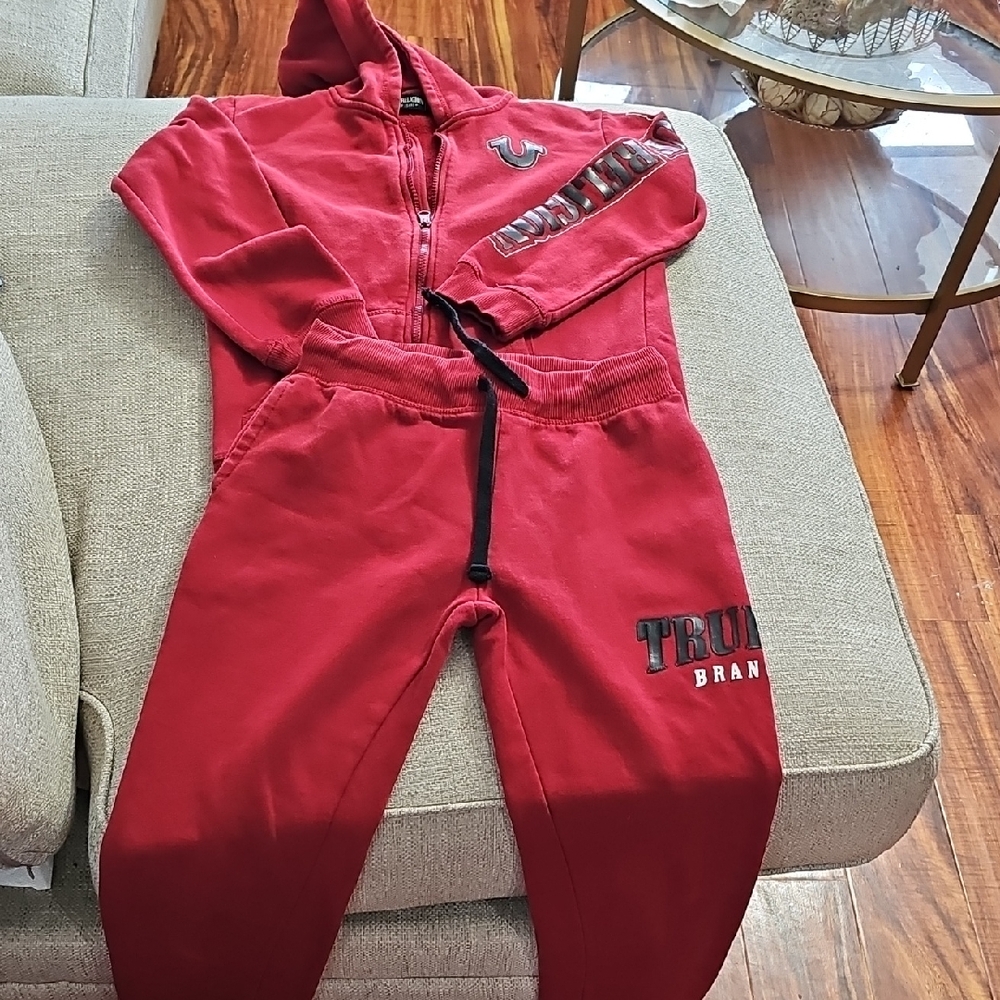 True Religion Red Hoodie with Branded Label Red Juniors Sz Large 14/15